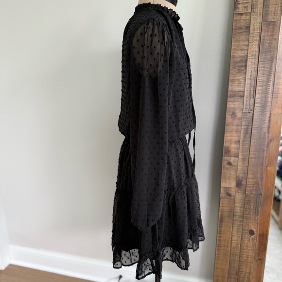 Black Tiered Ruffle‎ Mini Dress Size Small - Picture 3 of 10